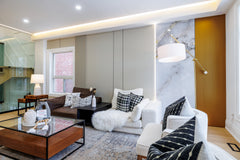Modern Richvaugh Milk White slat wall panels (35% pvc), luxury fluted wall panels for feature walls in Vancouver, BC.