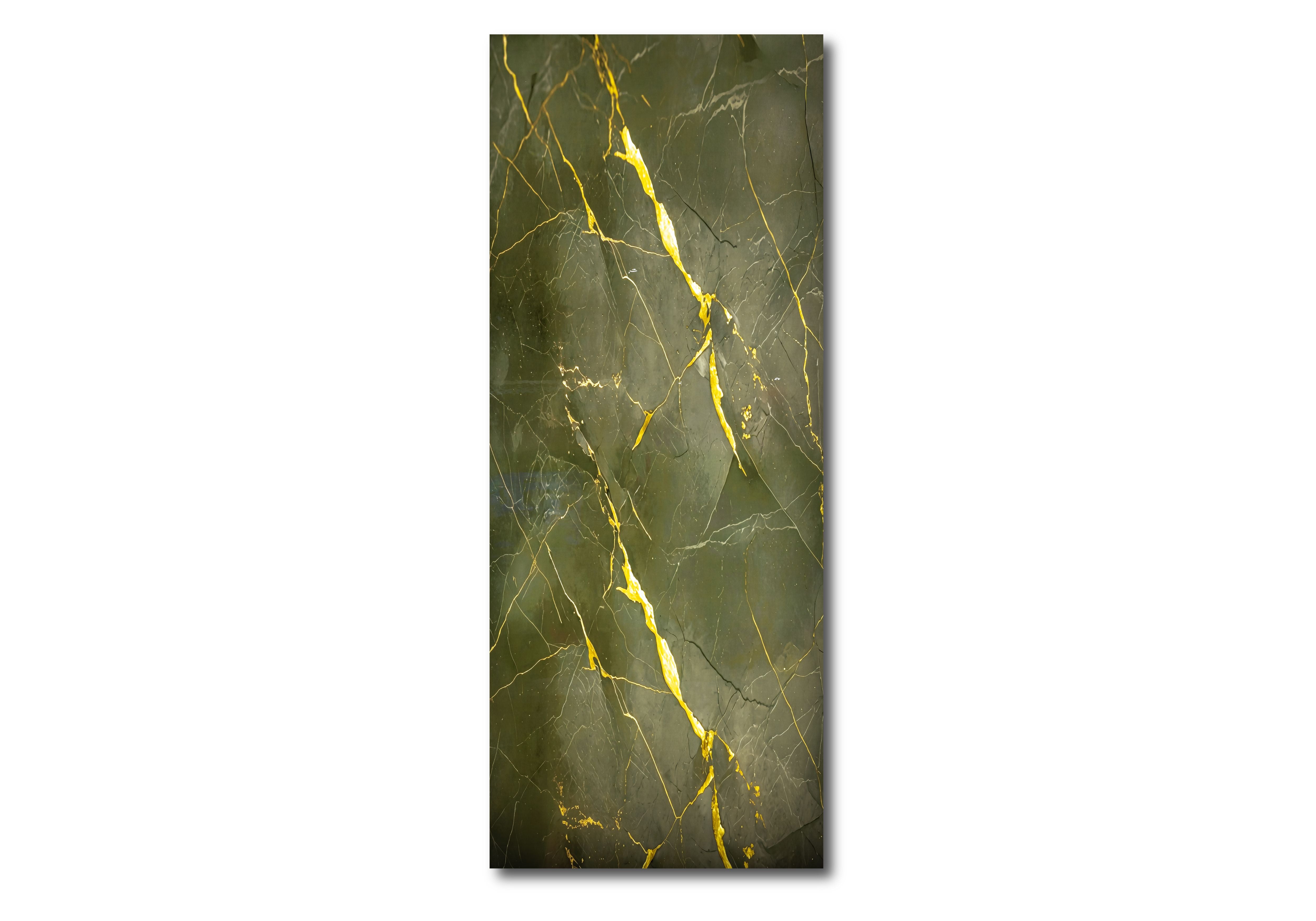 Midnight Gold black translucent acrylic stone wall panel with gold veins
