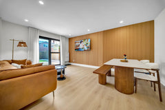 Natural Wood Slat for a Airbnb livingroom