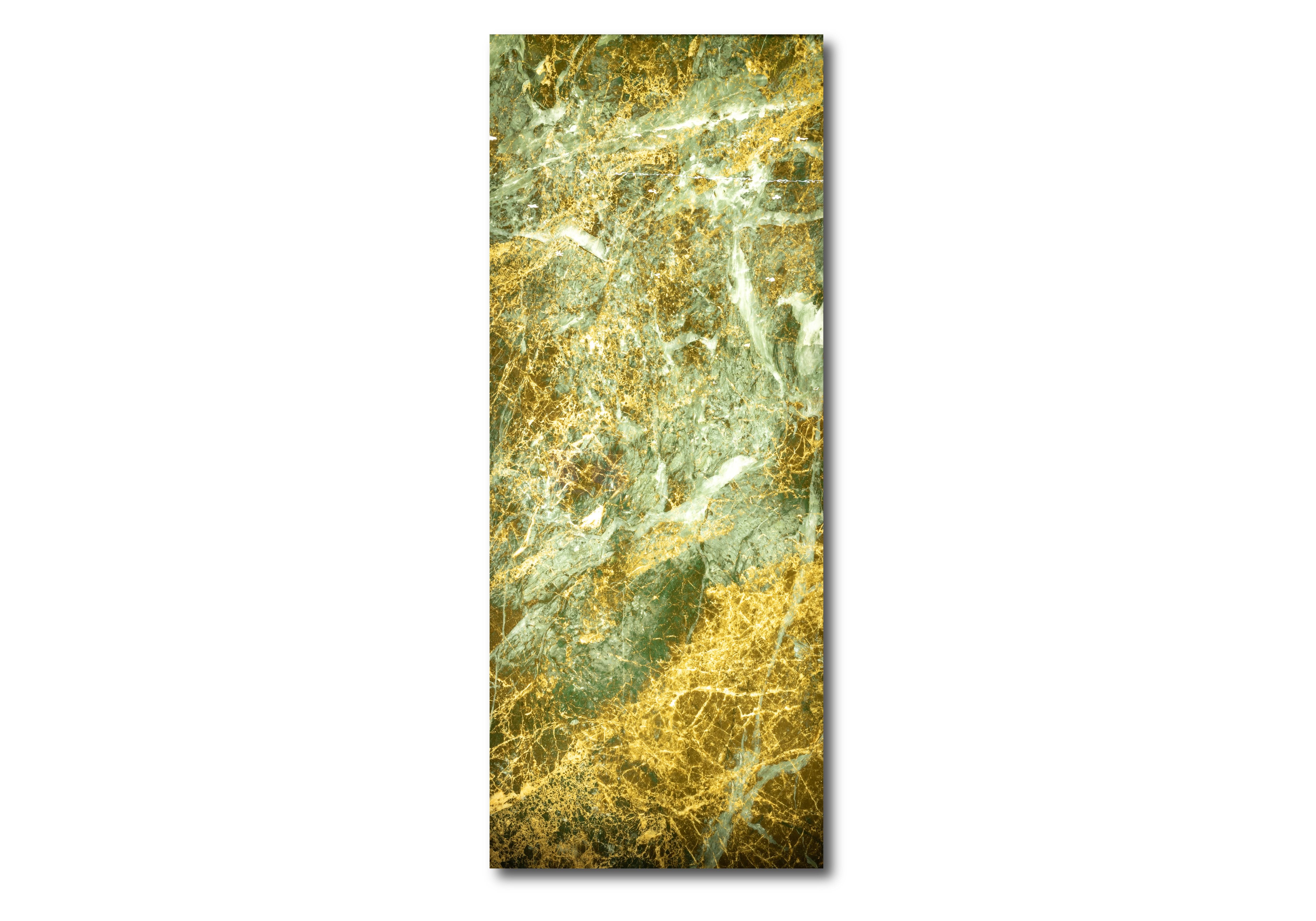 Verde Alpi green translucent acrylic stone wall panel, 3D printed design