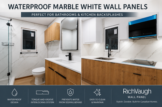 RichVaugh Small Wall Panels Marble White used for waterproof bathroom walls and kitchen backsplash