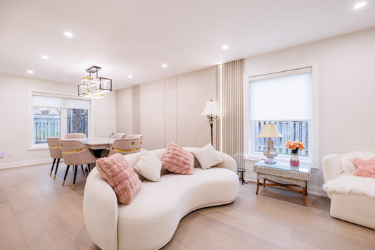 Modern whole-home interior with Milk White fluted wall panels, matching wall panels, and integrated feature wall details