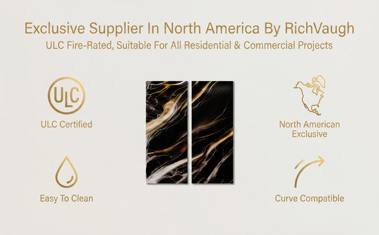 we are RichVaugh an Exclusive supplier in north America, All Richvaugh marble wall panels have ulc certificate, they are easy to clean, North america Exclusive and curve compatible 