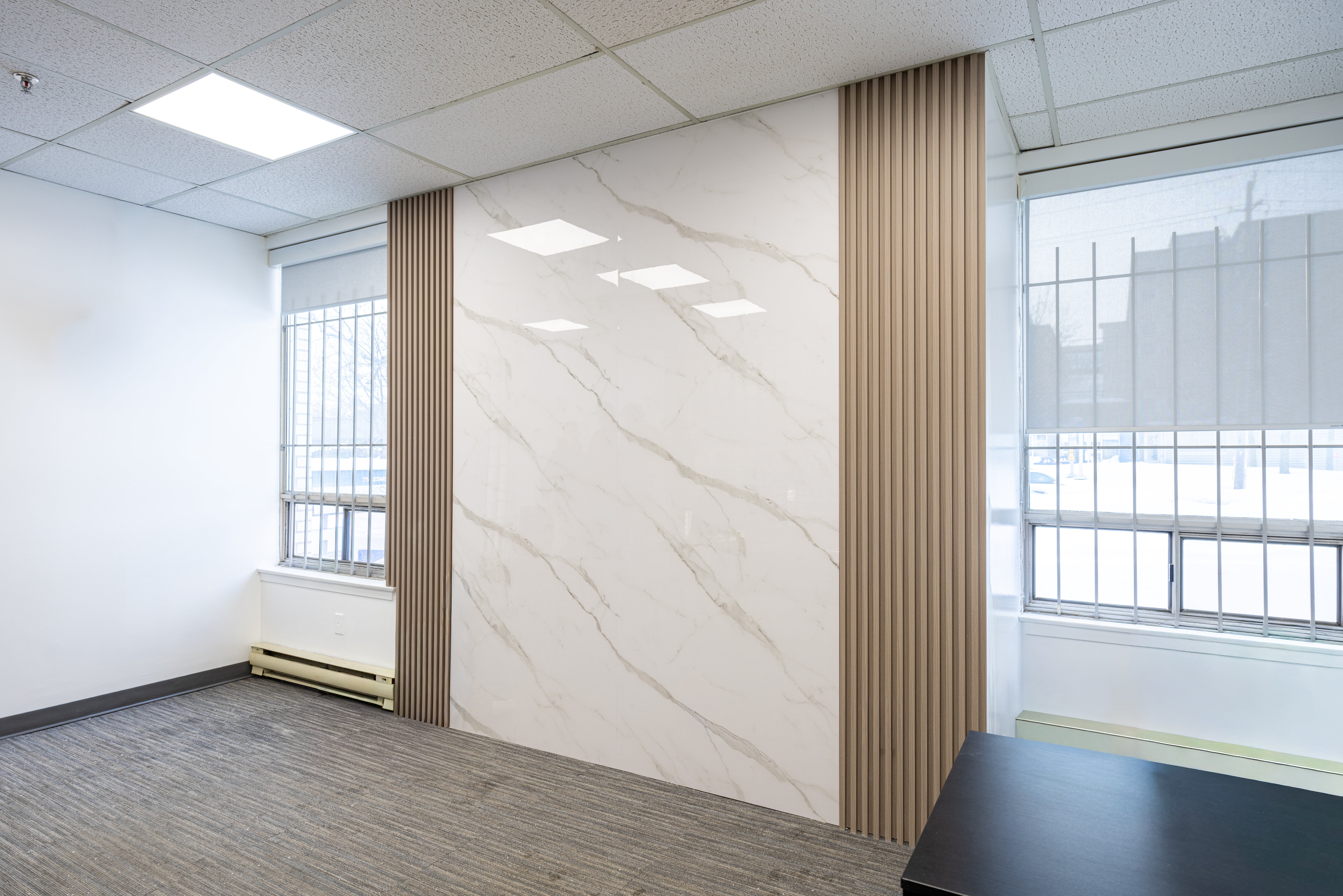 Richvaugh tech wood (35% pvc), interior wall cladding for professional office feature walls in Vaughan, ON.