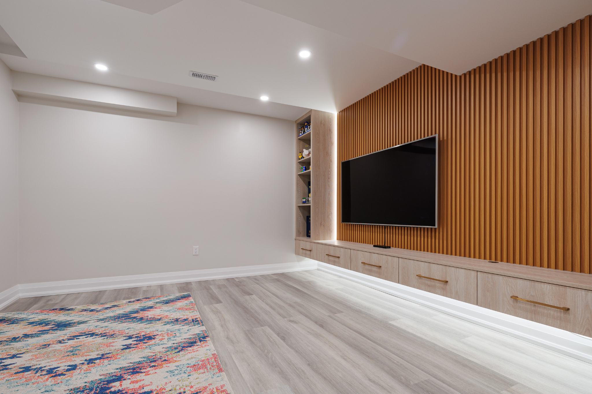 Natural Oak Slat TV Wall in Markham - Markham, Ontario - RichVaugh Wall Panel